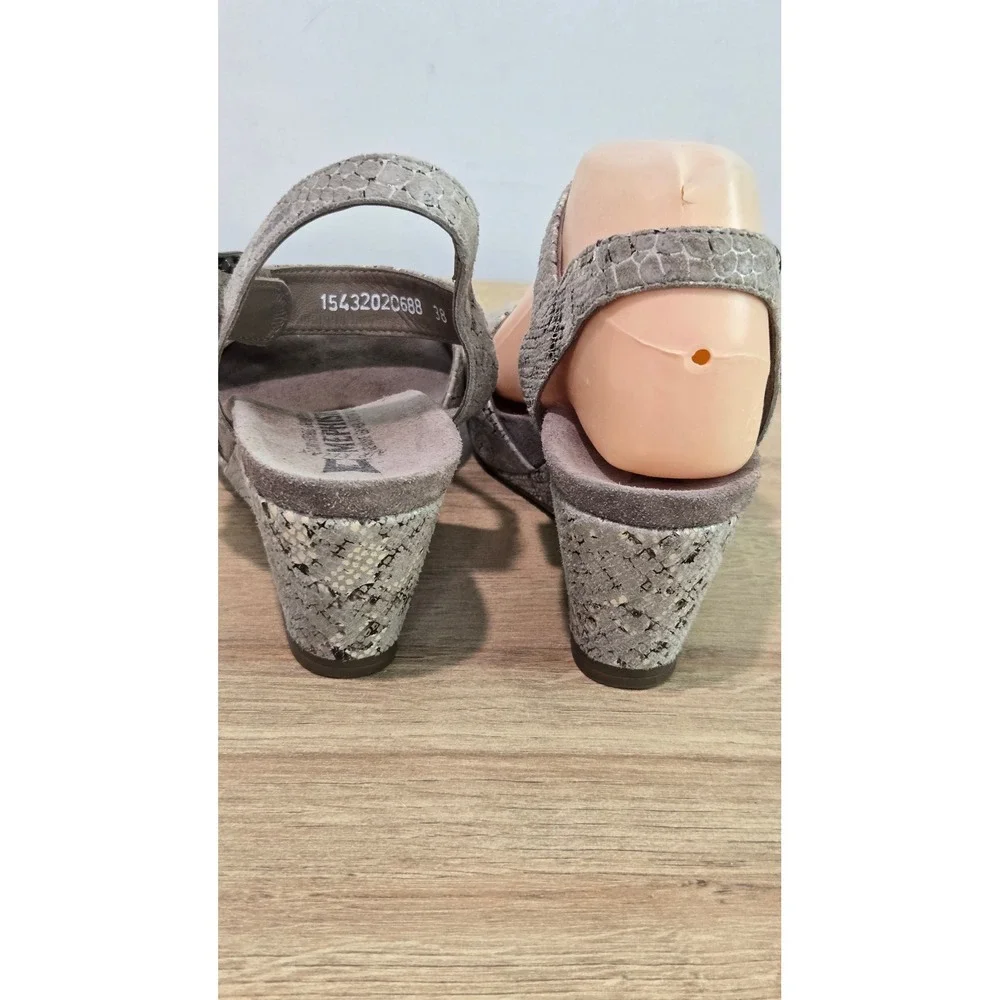 Mephisto Beauty Wedge‎ Sandals Womens 38/8 Grey Snakeskin nubuck Leather comfort